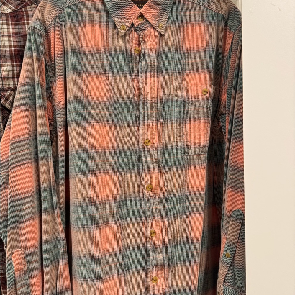Men's Plaid Shirt - Blue and Orange